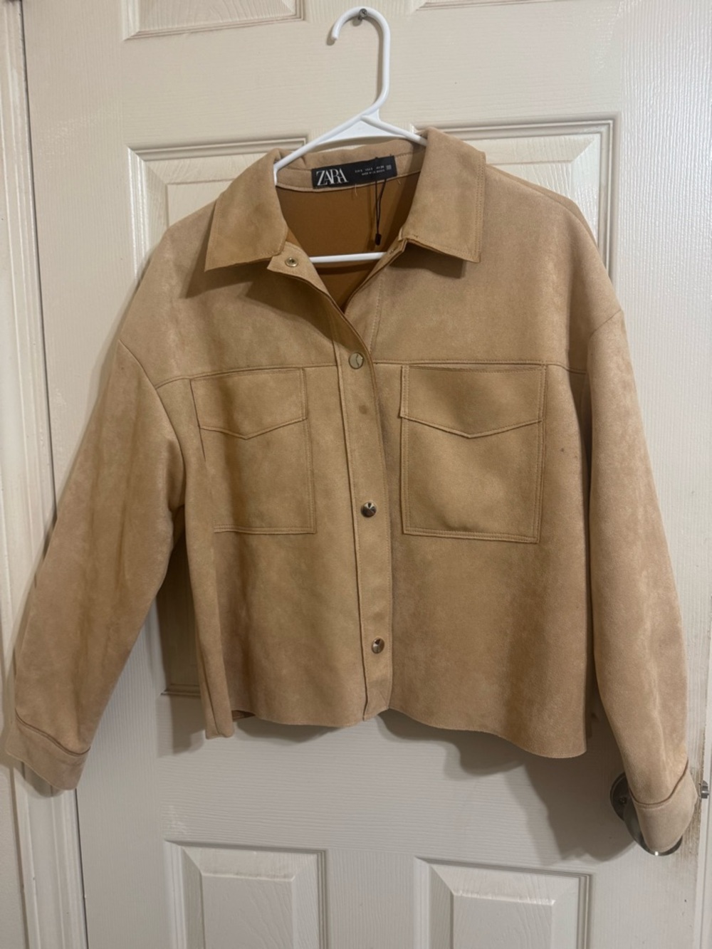 Zara Tan Suede Overshirt Jacket
